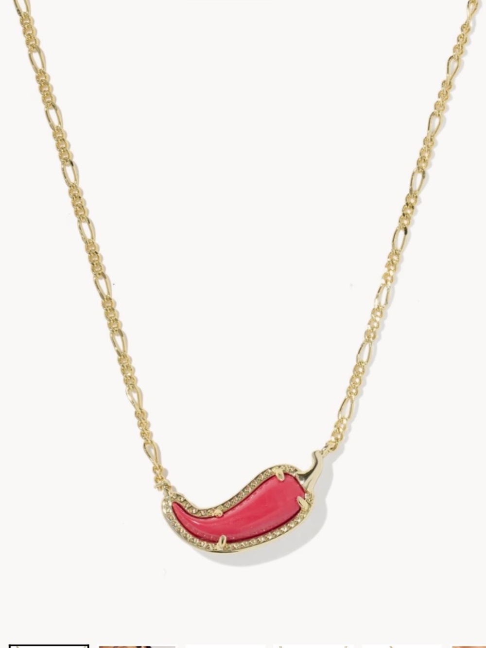 Kendra Scott Chili Pepper Gold Short Pendant in Red Vermillion Magnesite